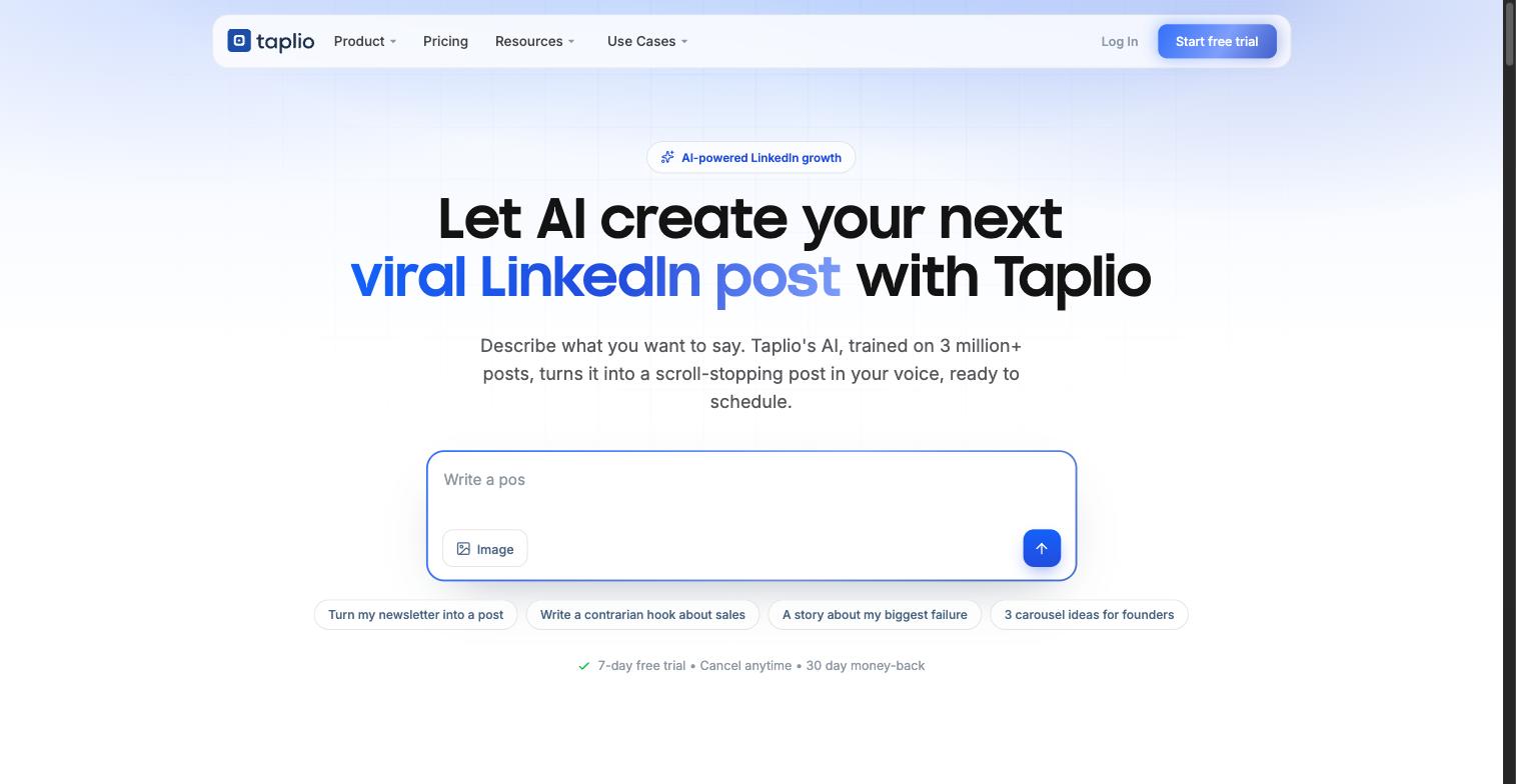 Taplio's AI content creation panel
